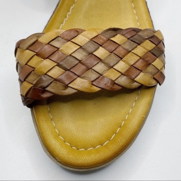 Napa Flex by David Tate Italy Brown Leather Woven Strap Wedge Sandals Size 5.5 - Picture 6 of 7